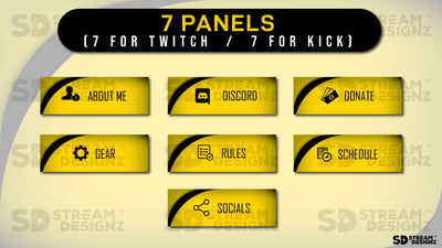 stream overlay package 7 panels Arctic - Black and Gold stream designz
