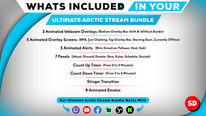 whats included in your bundle arctic blue and white stream designz