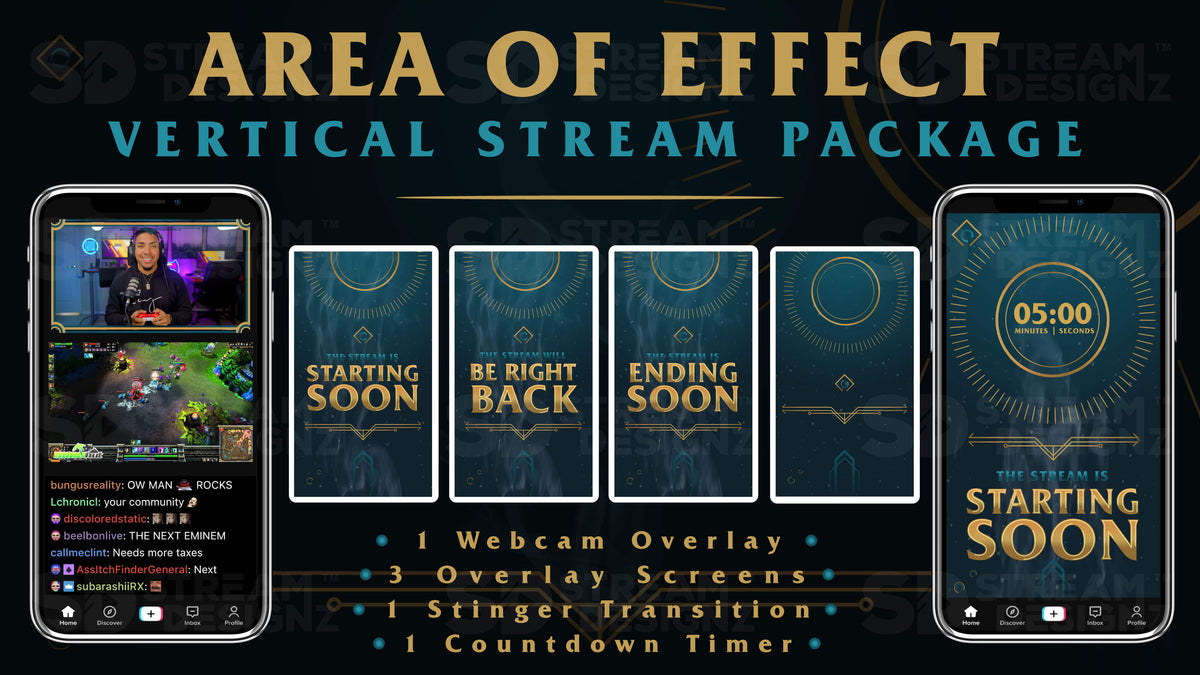 TikTok Vertical Stream Overlay Package - Area of Effect | Stream Designz