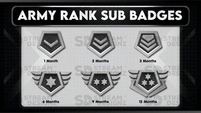 6 pack sub badges preview image army rank stream designz