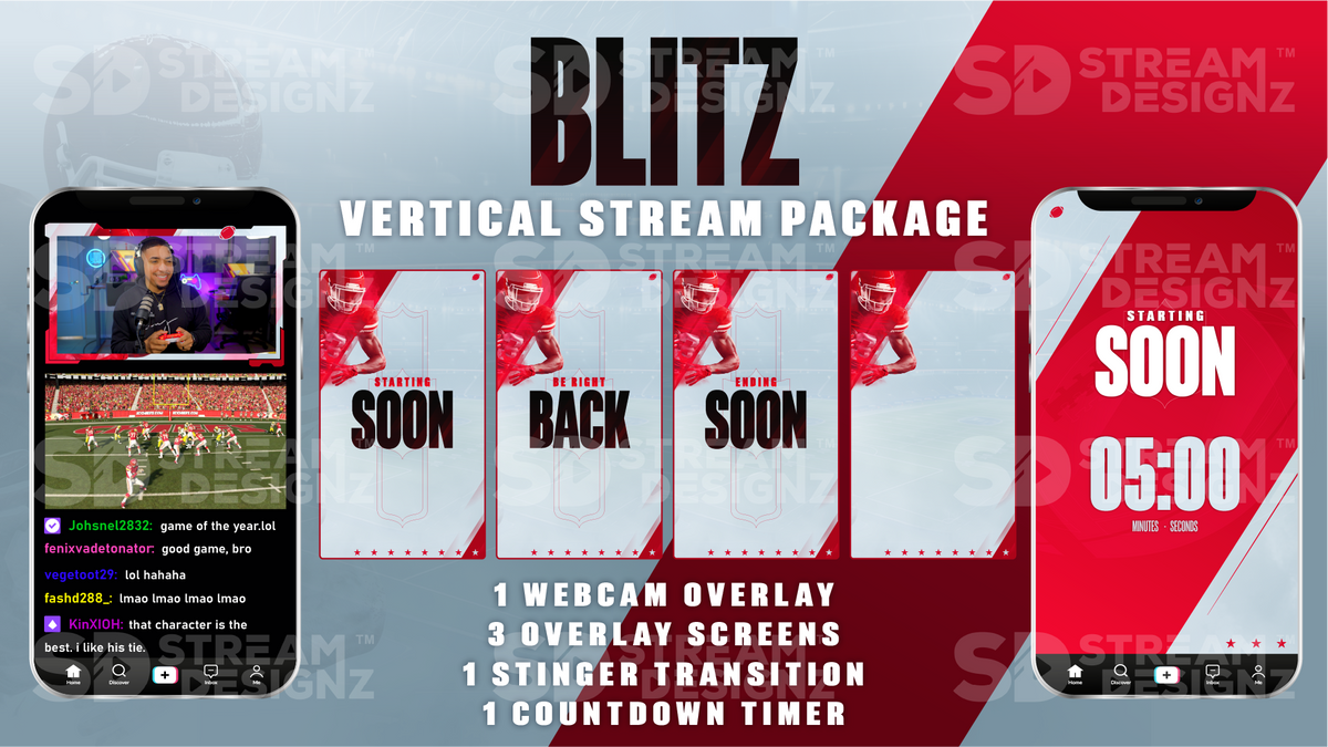 TikTok Vertical Stream Overlay Package - Blitz | Stream Designz