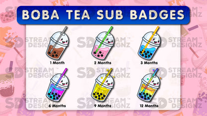 6 pack sub badges preview image boba tea stream designz