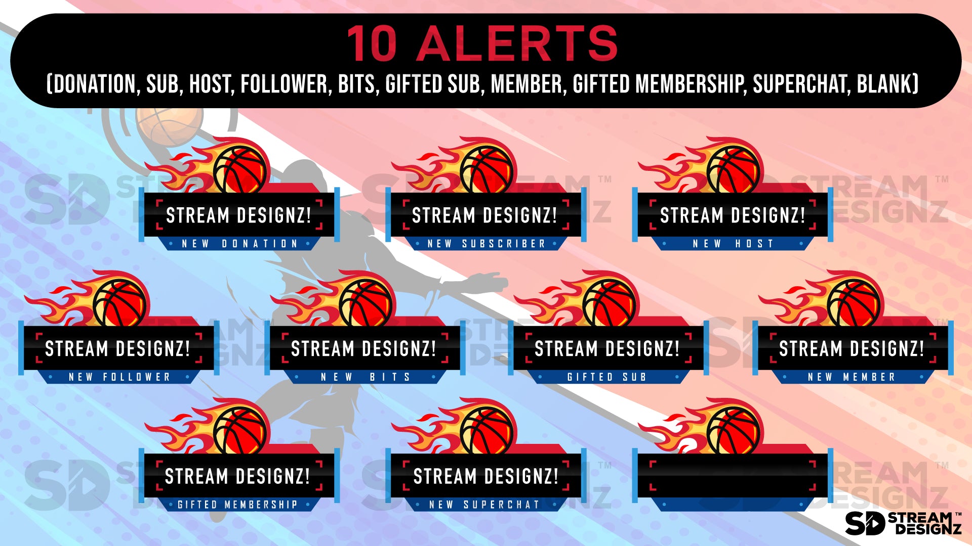 stream overlay package buckets 10 alerts stream designz