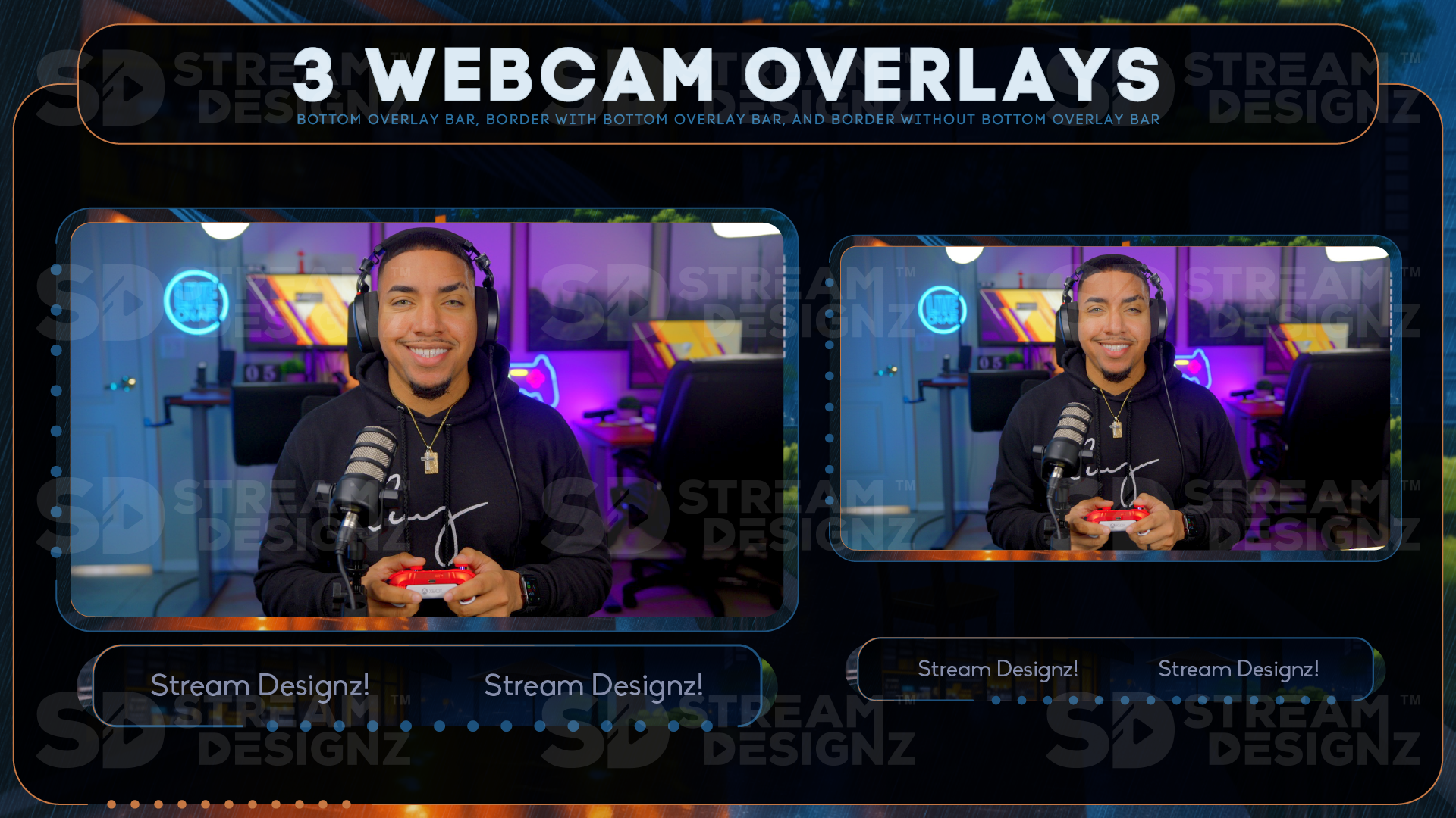 stream overlay package 3 webcam overlays cafe lofi stream designz