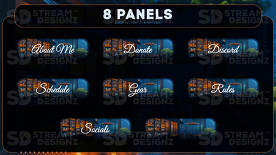 stream overlay package 8 panels cafe lofi stream designz