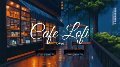 Animated stream alerts thumbnail cafe lofi stream designz