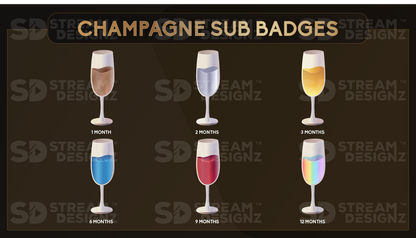 6 pack sub badges preview image champagne stream designz