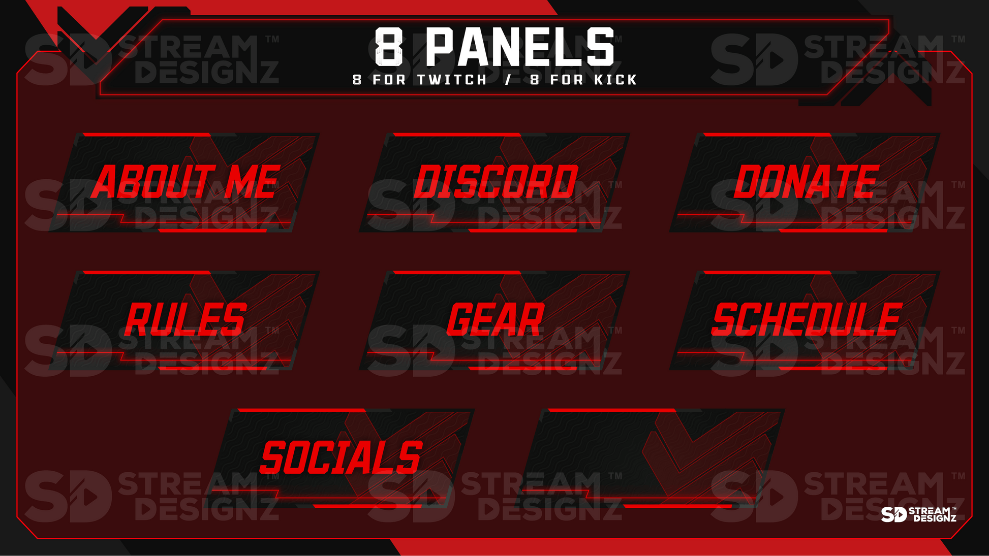 animated stream overlay package 8 panels code red stream designz