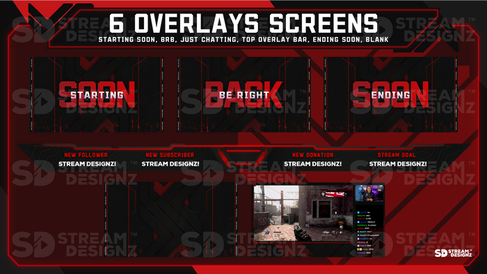 Animated Stream Overlay Package - Code Red | Stream Designz