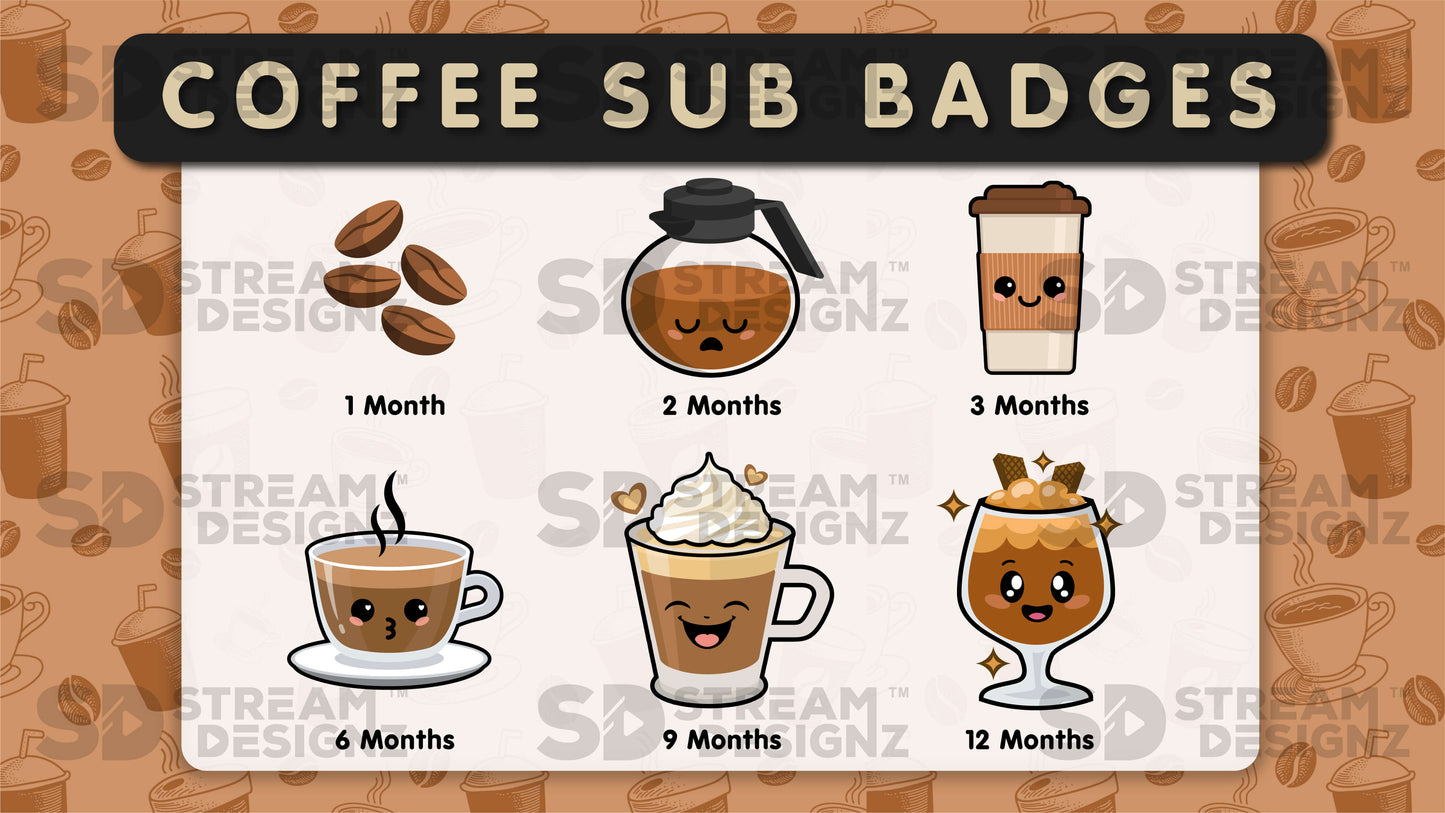 6 pack sub badges preview image coffee stream designz