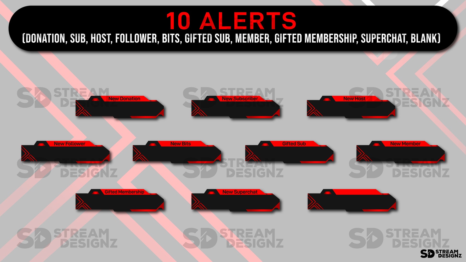 static stream overlay package crimson 10 alerts stream designz