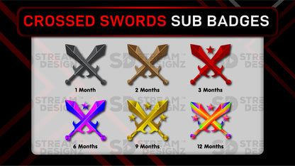 6 pack sub badges preview image crossed swords stream designz