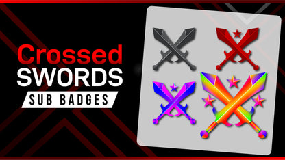 6 pack sub badges thumbnail Crossed Swords stream designz