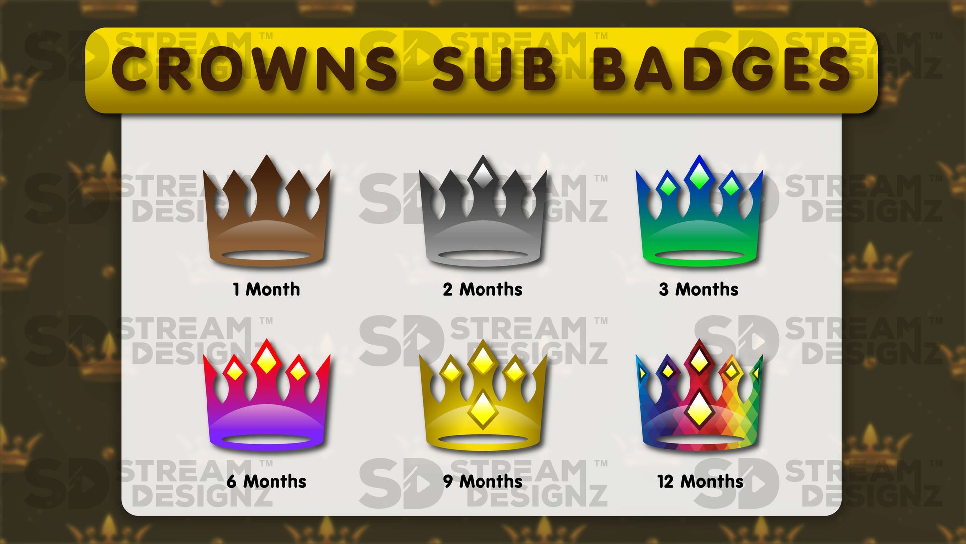 6 pack sub badges preview image crowns stream designz