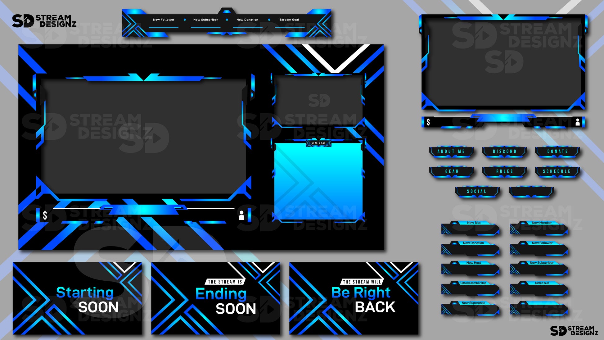 Static stream overlay package dark wave feature image stream designz