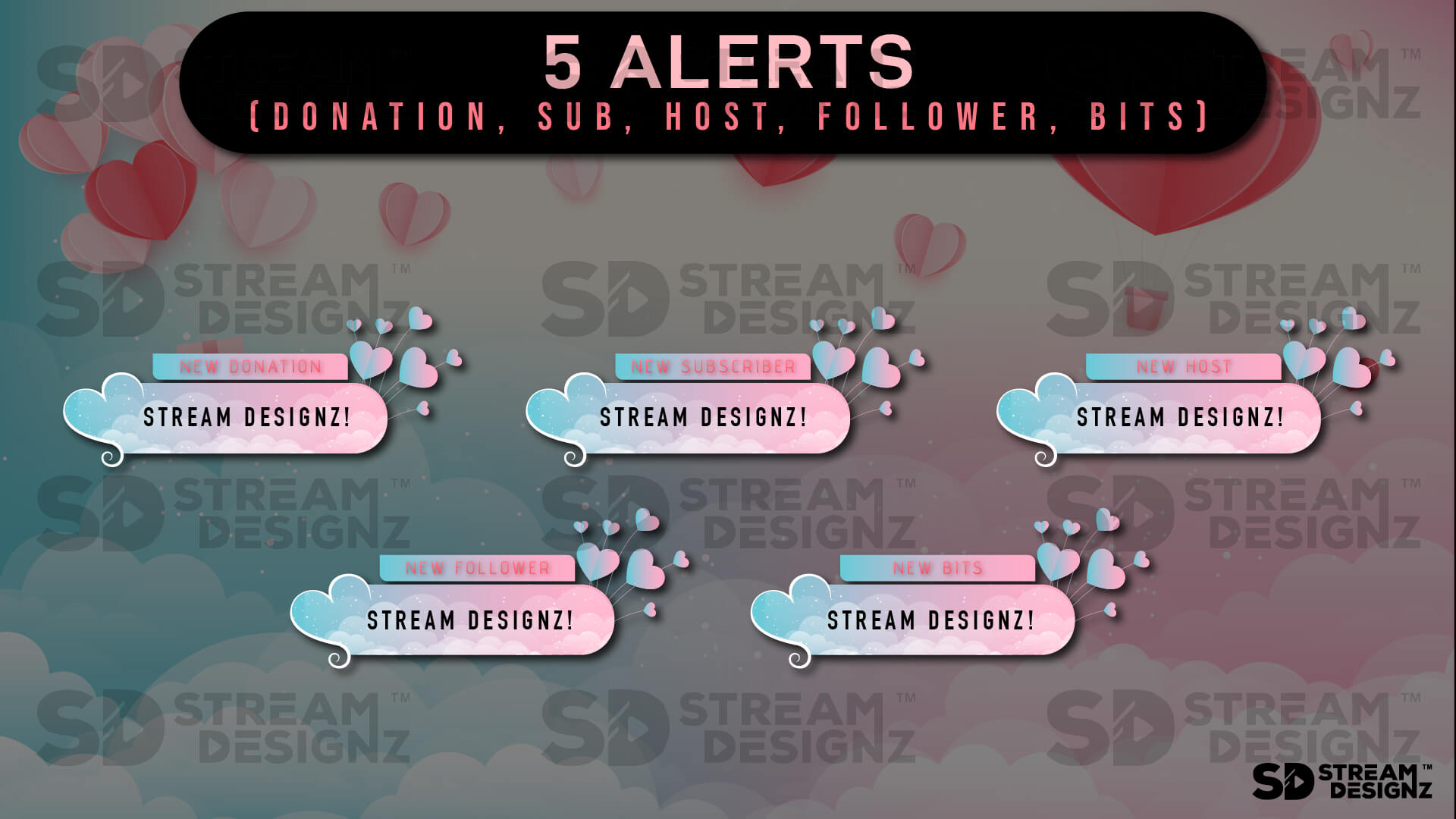 animated stream overlay package day of love 5 alerts stream designz