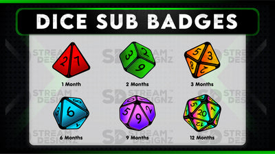 6 pack sub badges preview image dice stream designz