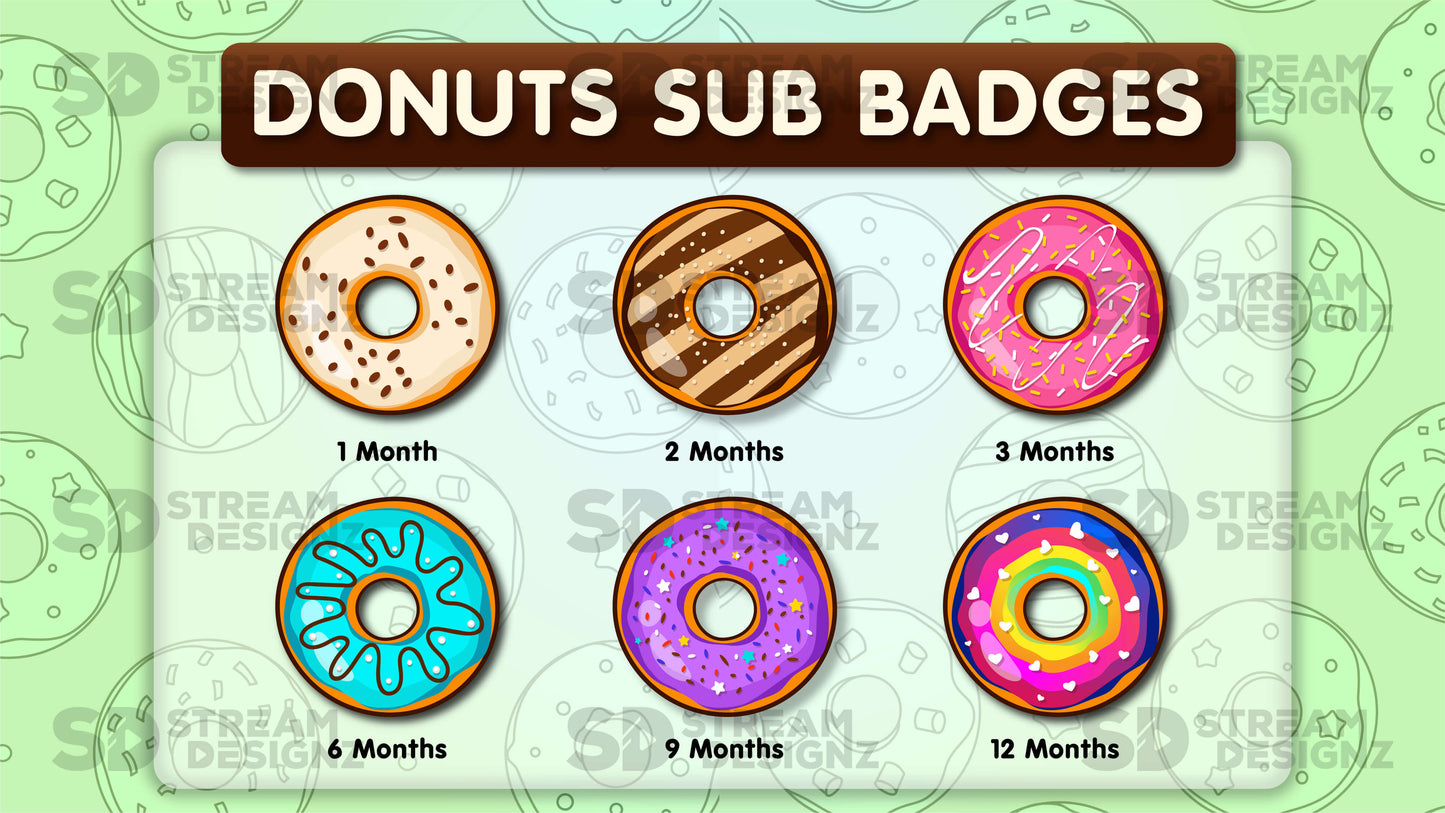 6 pack sub badges preview image donuts stream designz