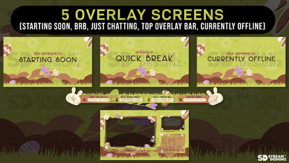 stream overlay package 5 overlay screens Easter Egg - Brown and Green stream designz