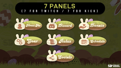 stream overlay package 7 panels Easter Egg - Brown and Green stream designz