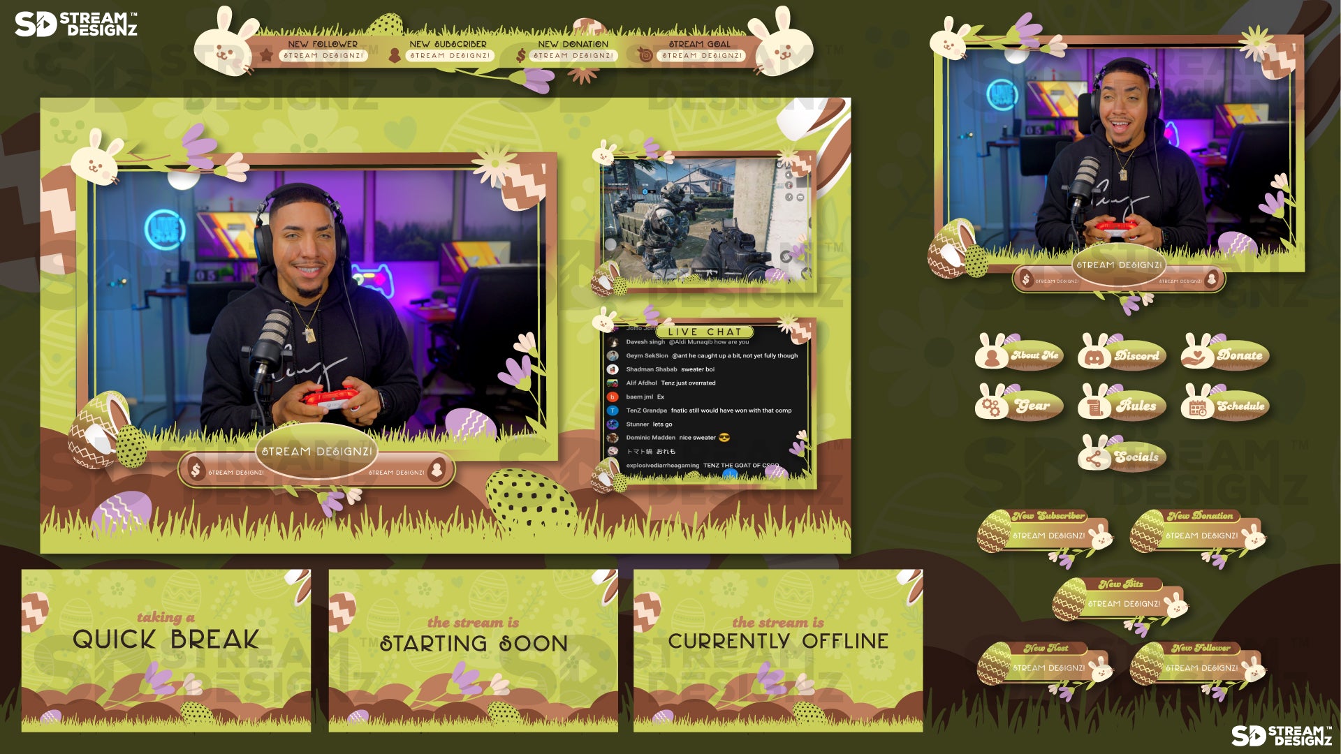 stream overlay package feature image Easter Egg - Brown and Green stream designz
