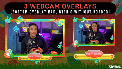 stream overlay package 3 webcam overlays Easter Egg - Orange and Yellow stream designz