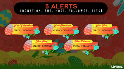 stream overlay package 5 alerts Easter Egg - Orange and Yellow stream designz