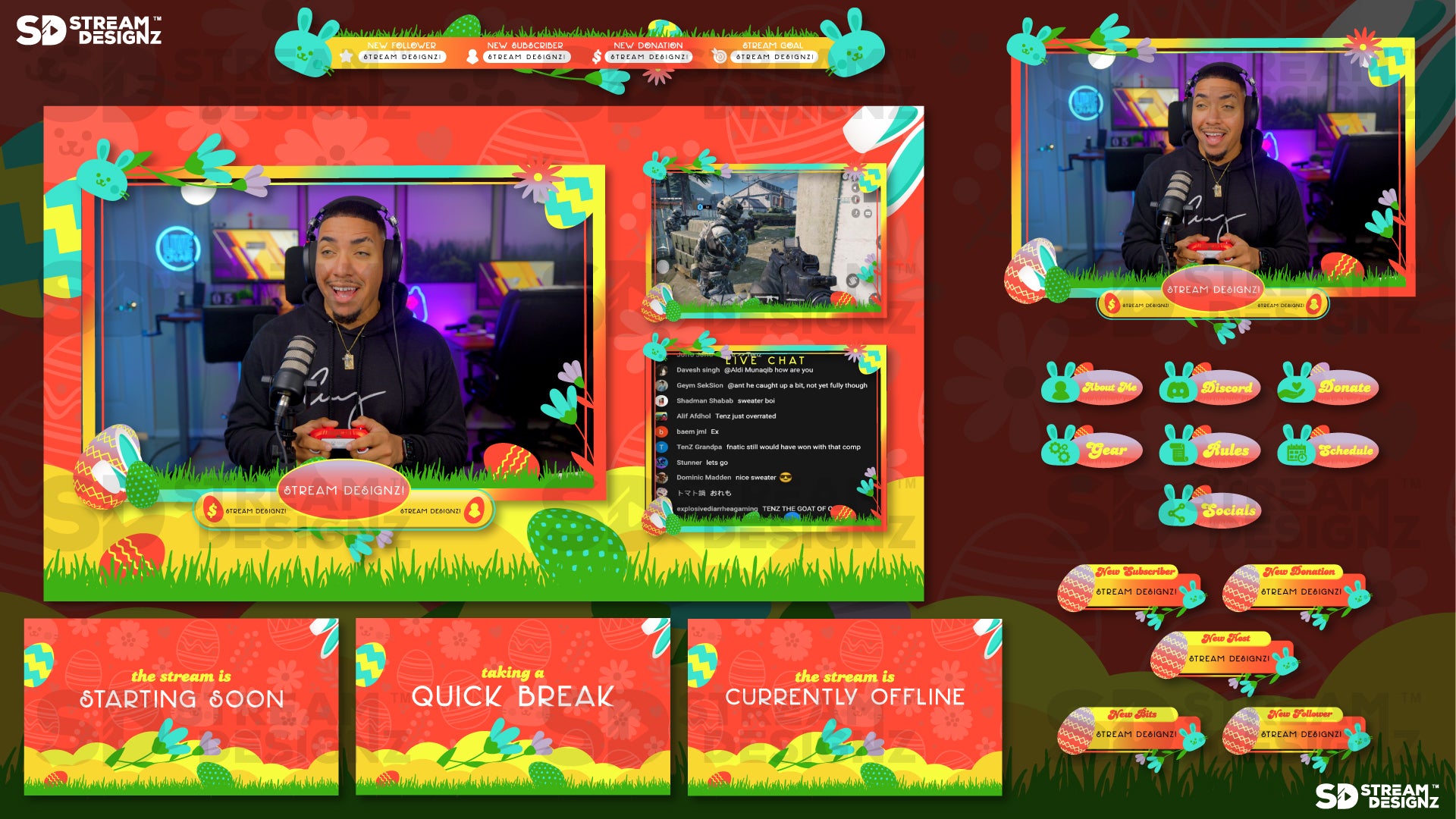 stream overlay package feature image Easter Egg - Orange and Yellow stream designz