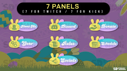 stream overlay package 7 panels Easter Egg - Purple, Blue, & Yellow stream designz