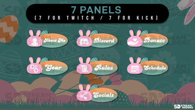 stream overlay package 7 panels Easter Egg - Teal & Pink stream designz