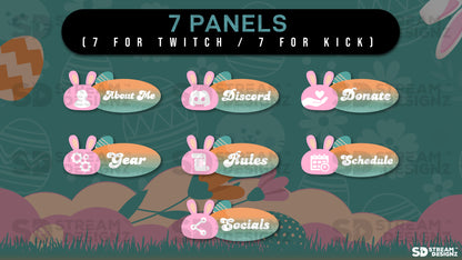 stream overlay package 7 panels Easter Egg - Teal & Pink stream designz