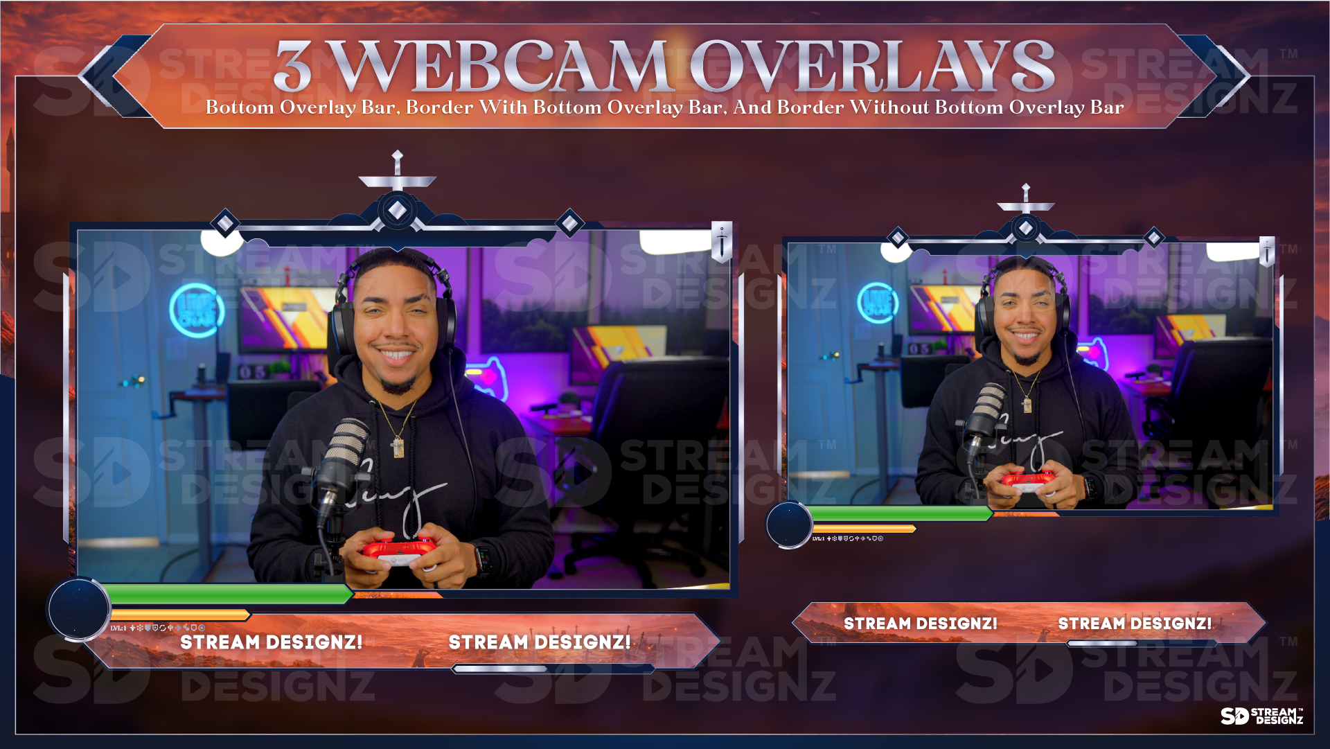 stream overlay package 3 webcam overlays elipse stream designz