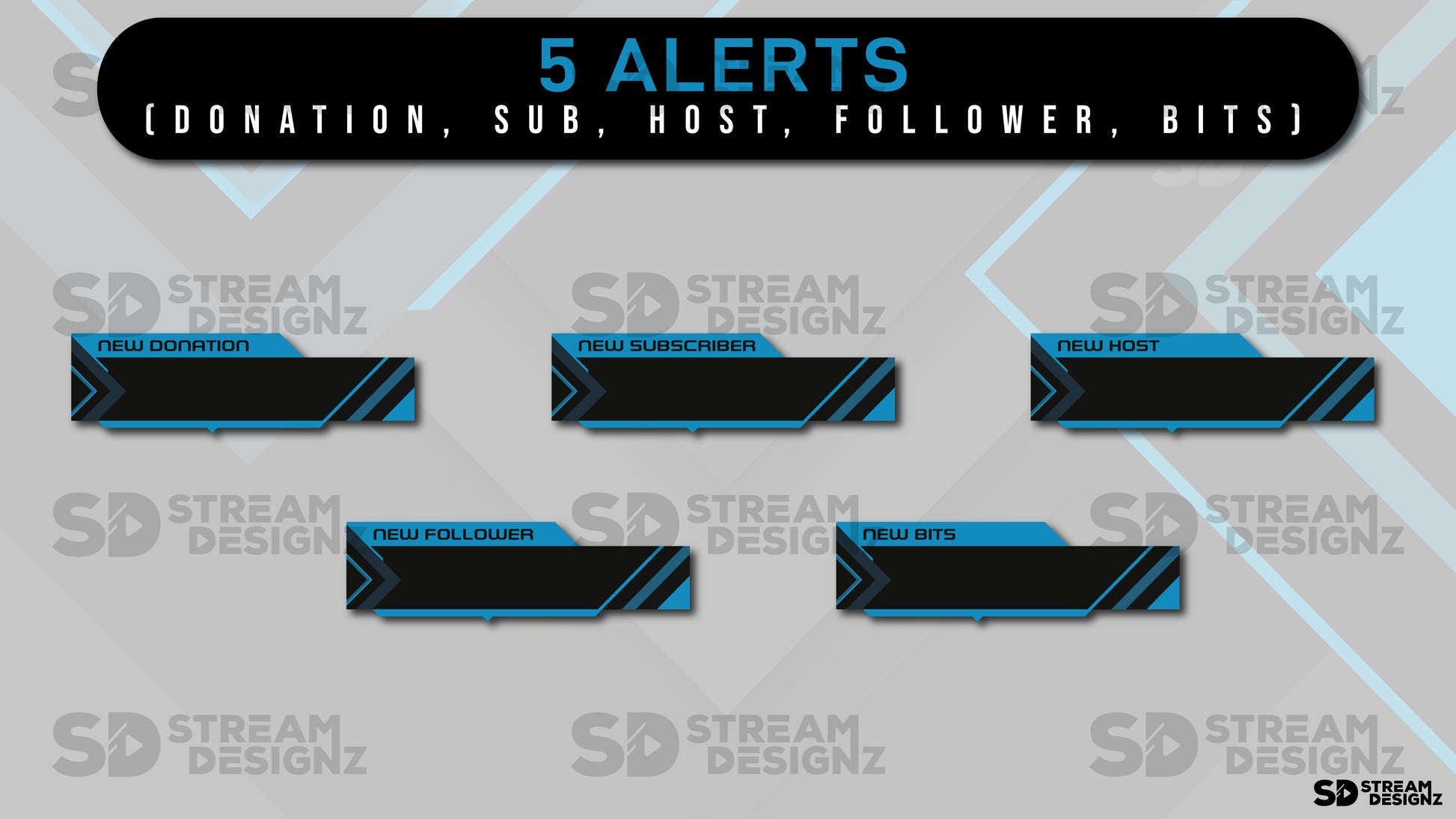 Animated stream overlay package electric alerts stream designz