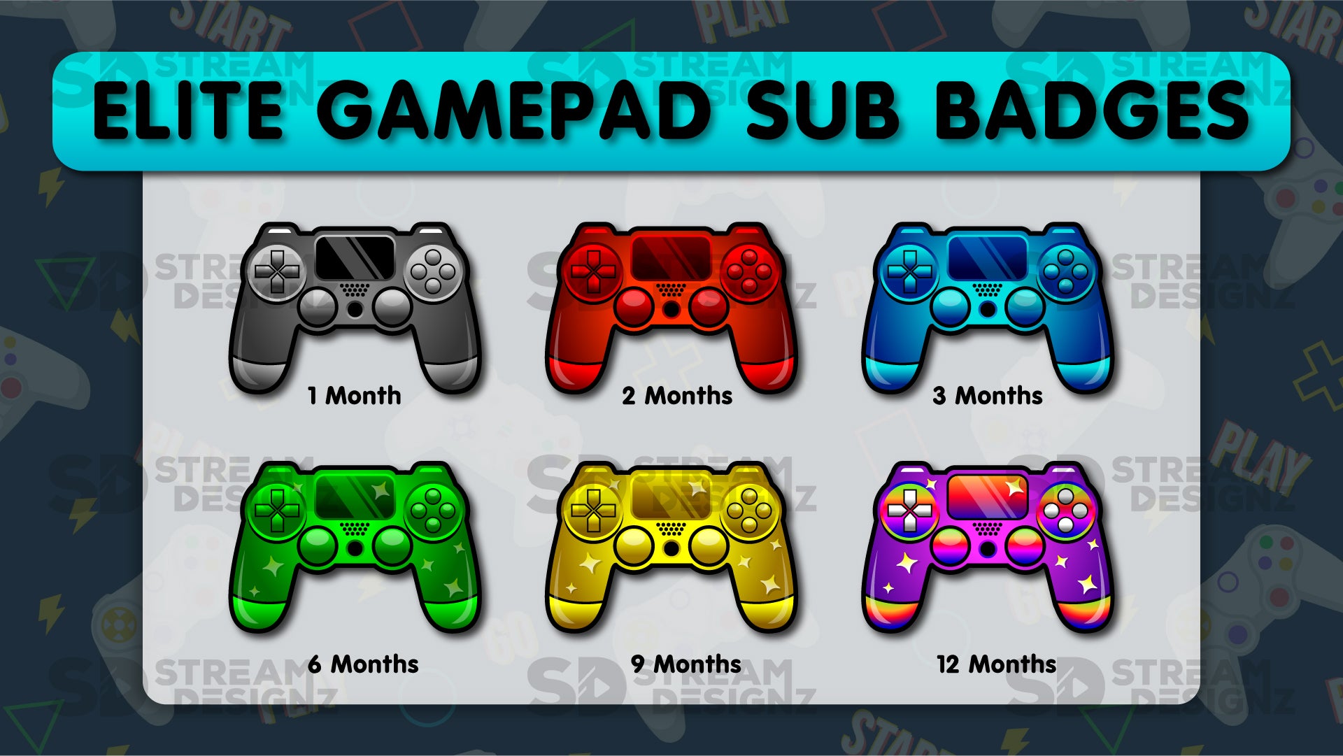 6 pack sub badges preview image elite gamepad stream designz