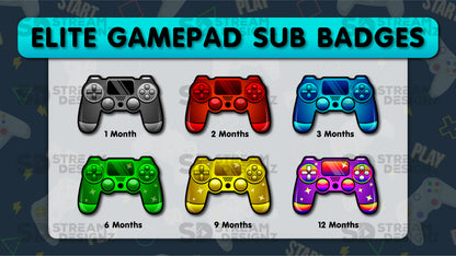 6 pack sub badges preview image elite gamepad stream designz