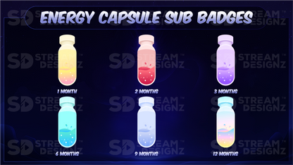 6 pack sub badges preview image energy capsule stream designz
