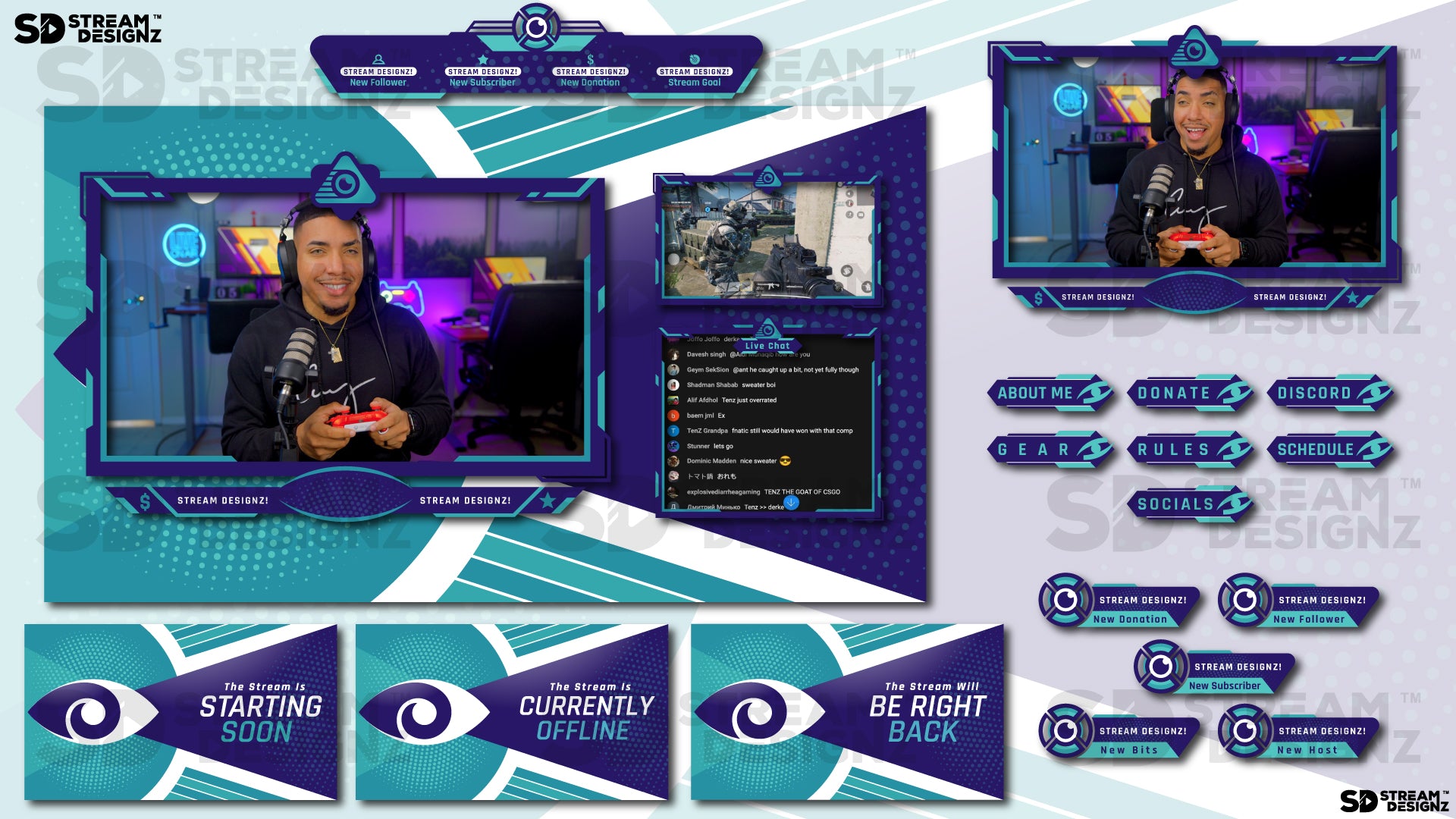 stream overlay package feature image eye game stream designz