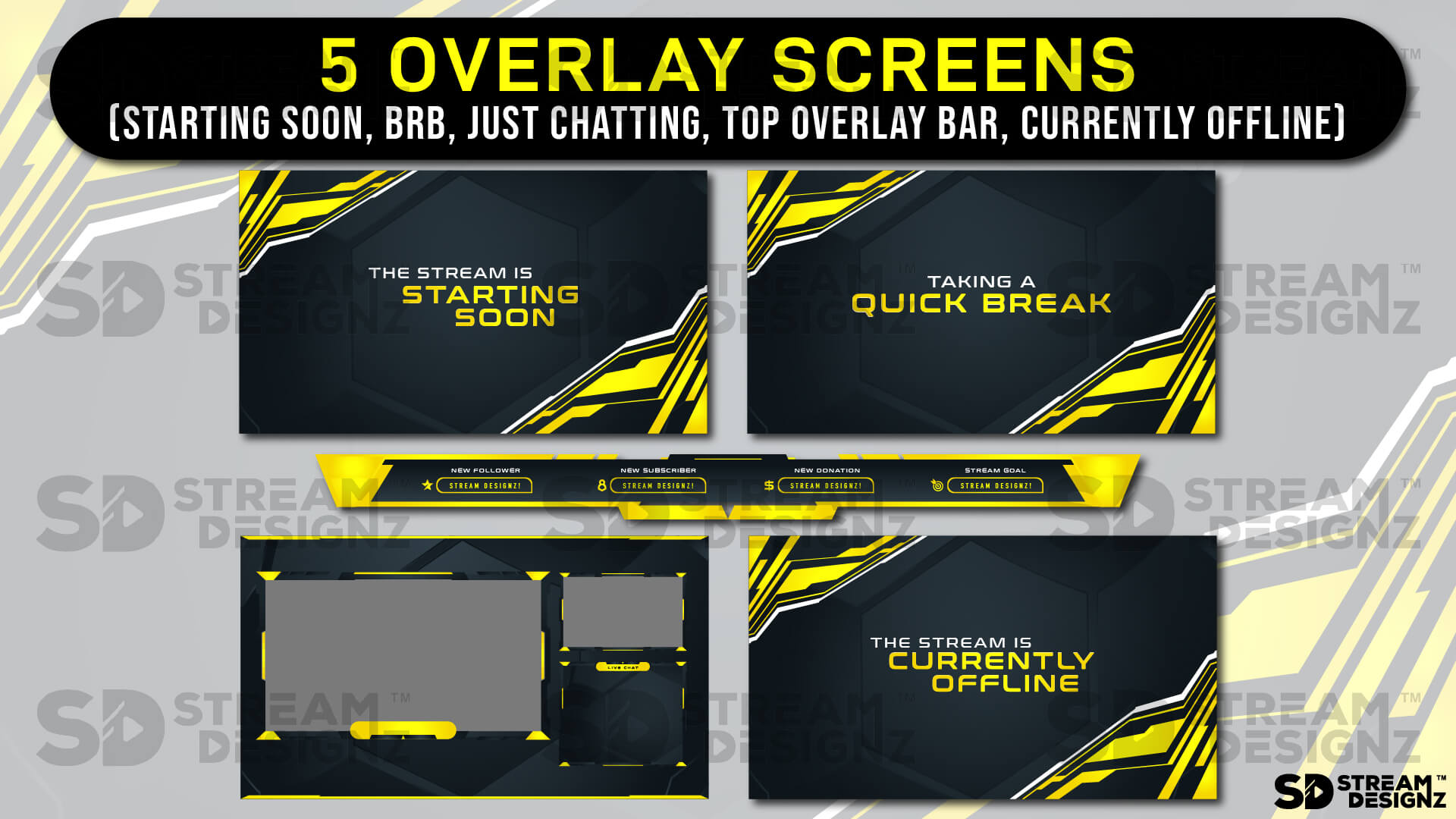 static stream overlay package 6 overlay screens eye of the tiger stream designz