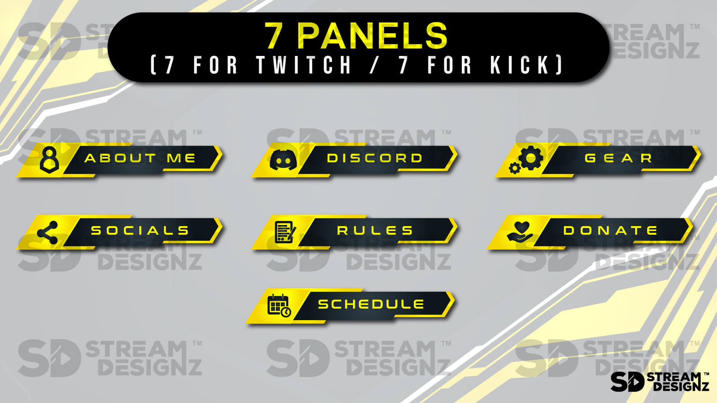animated stream overlay package 7 panels eye of the tiger stream designz