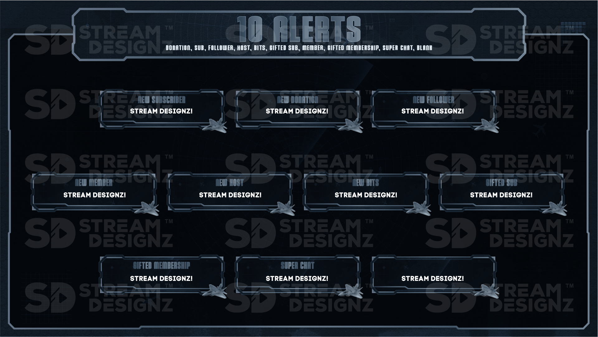 stream overlay package 10 alerts falcon stream designz