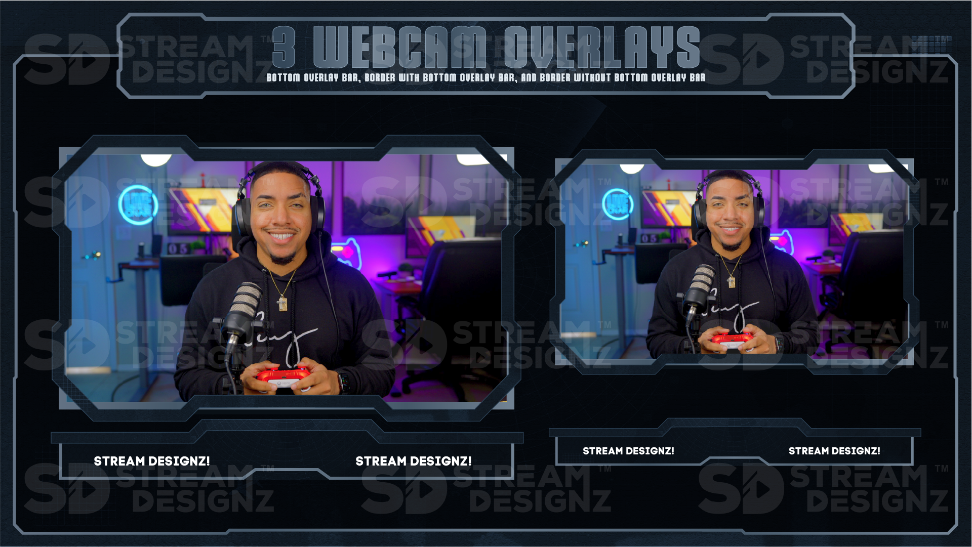stream overlay package 3 webcam overlays falcon stream designz