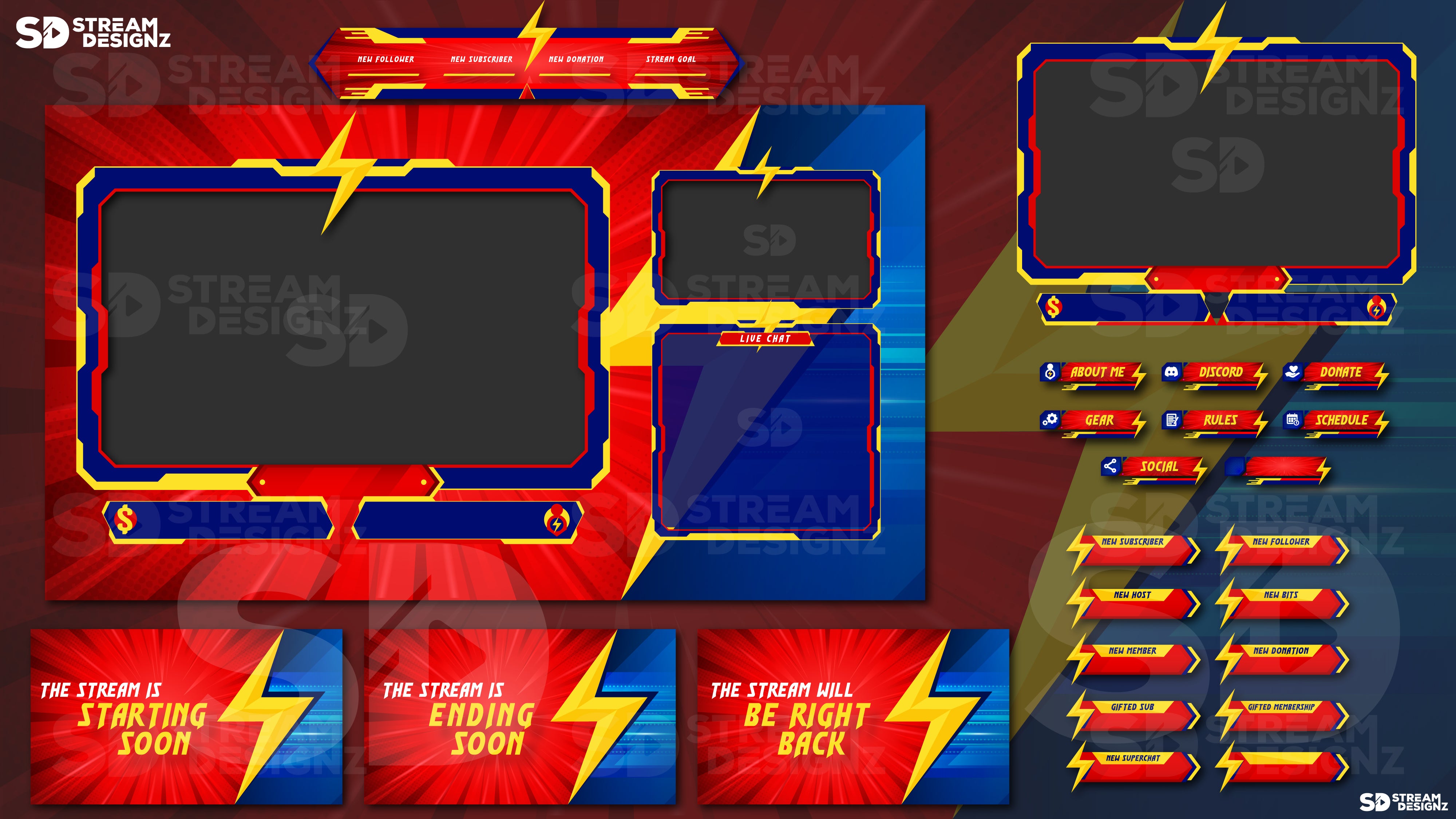 Animated Stream Overlay Package - Flash | Stream Designz