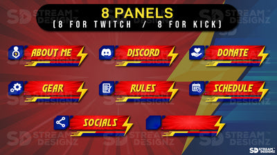 stream overlay package flash 8 panels stream designz