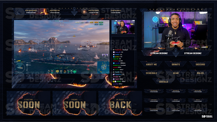 Non Animated Stream Overlay Package - Fleet | Stream Designz