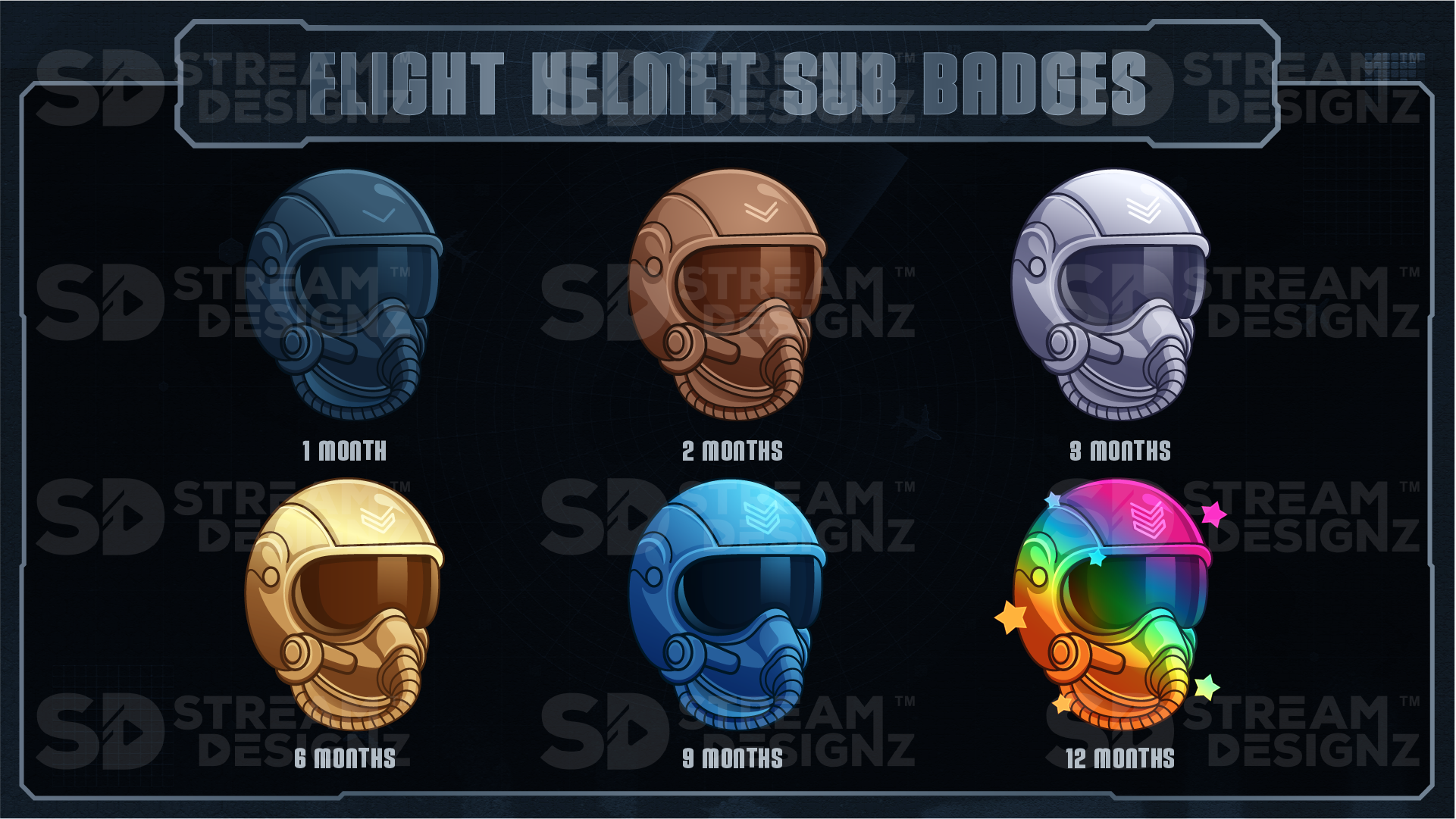 6 pack sub badges preview image combat flight helmet stream designz
