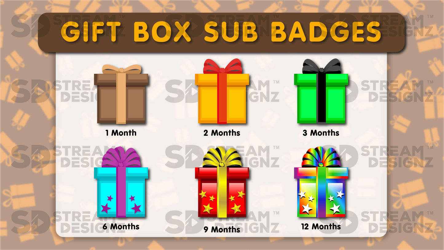 6 pack sub badges preview image gift box stream designz