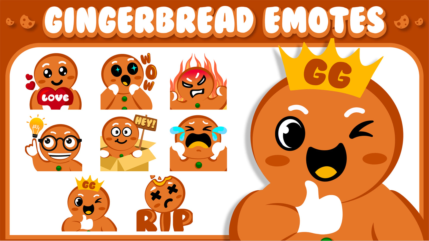 8 pack emotes - gingerbread preview image - stream designz