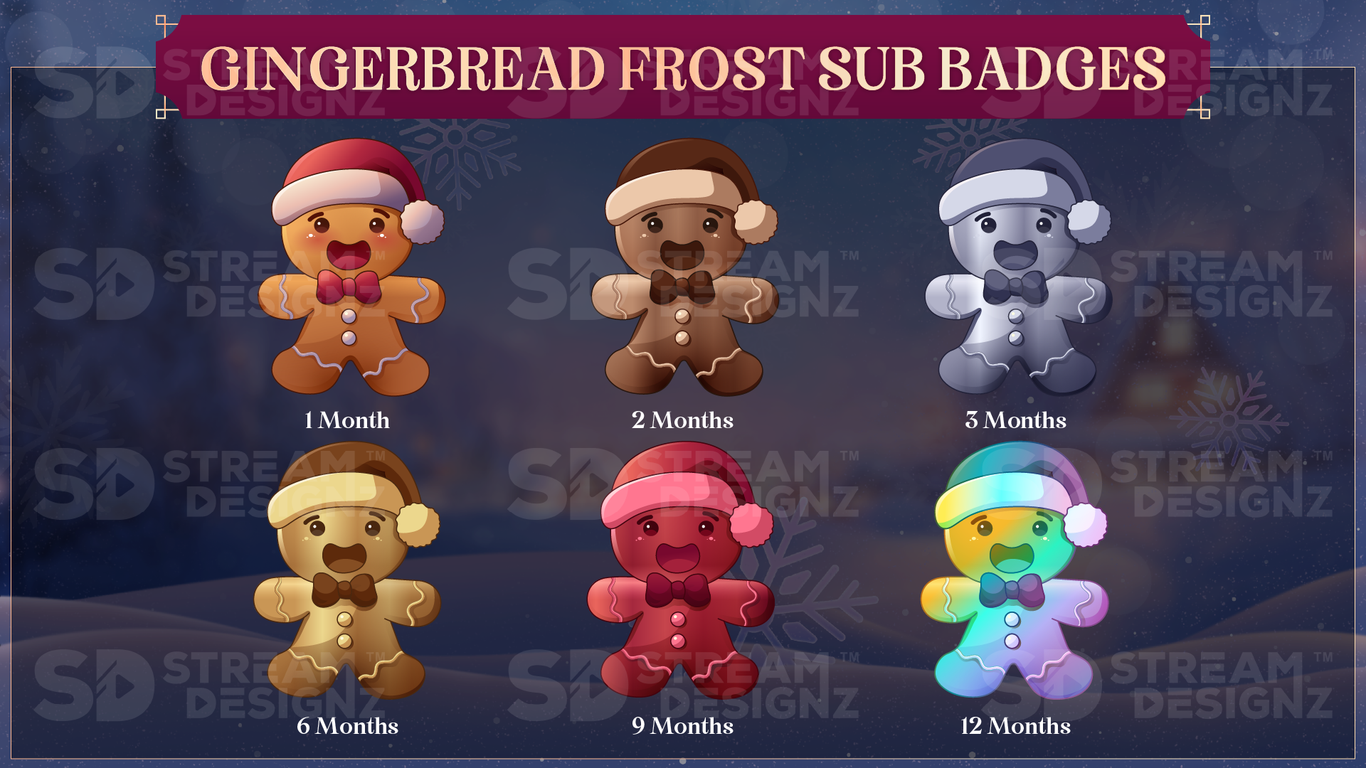 6 pack sub badges preview image gingerbread frost stream designz