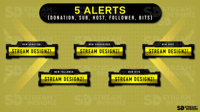 stream overlay package 5 alerts gold rush stream designz