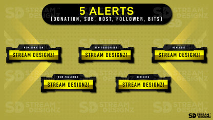 stream overlay package 5 alerts gold rush stream designz